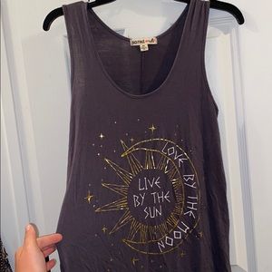 Gray w/ gold metallic design. tank. Size M.